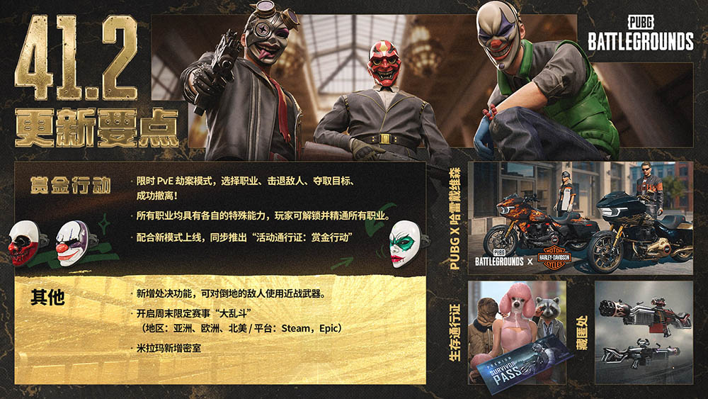 《PUBG》41.2版本更新，全新 PvE 模式“赏金行动”上线